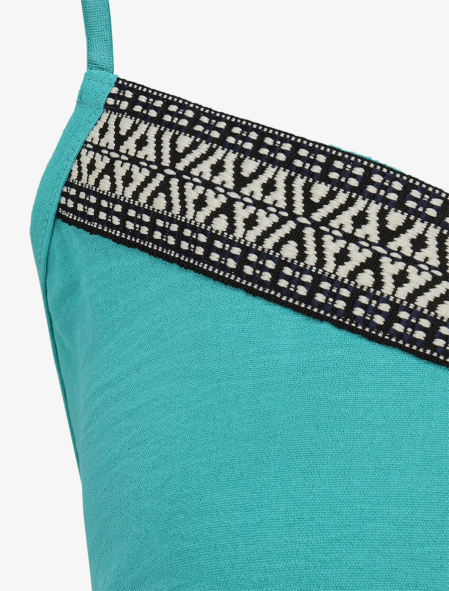 Combishort uni à bande graphique - Turquoise - 3