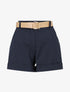 Short droit taille haute imprimé graphique - Marine - 1
