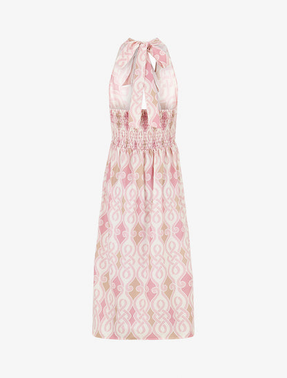 Robe dos nu imprimé graphique - Rose - 2