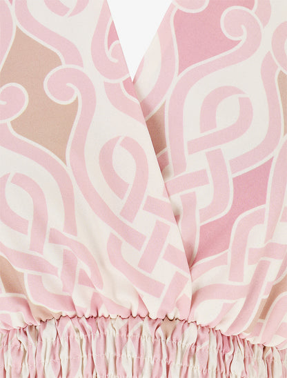 Robe dos nu imprimé graphique - Rose - 3