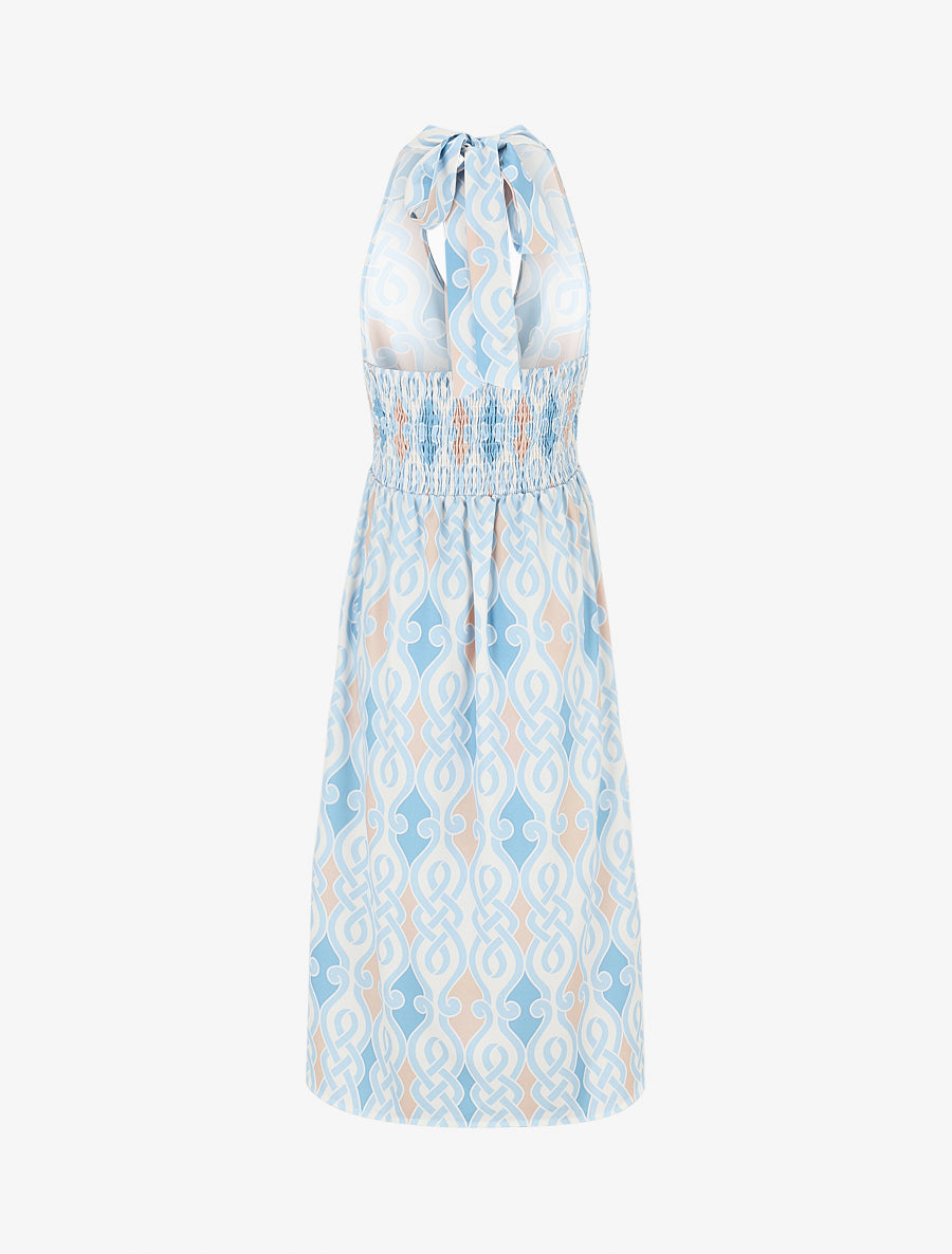 Robe dos nu imprimé graphique - Bleu ciel - 2