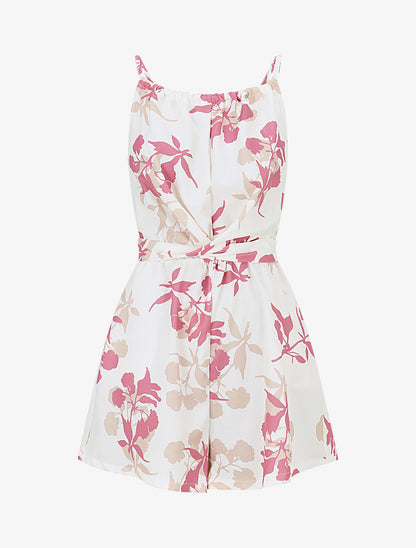 Combishort fleuri à noeud - Vieux rose - 1
