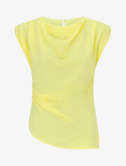 Top asimétrico efecto drapeado - Amarillo