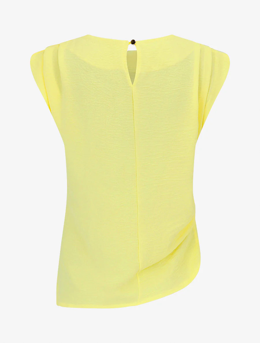 Top asimétrico efecto drapeado - Amarillo