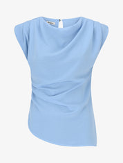 Top asymétrique effet drapé - Bleu ciel - 1