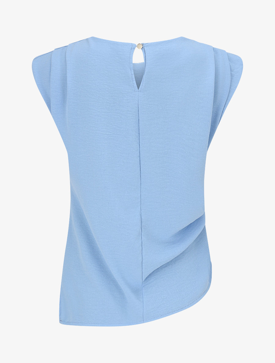 Top asymétrique effet drapé - Bleu ciel - 2