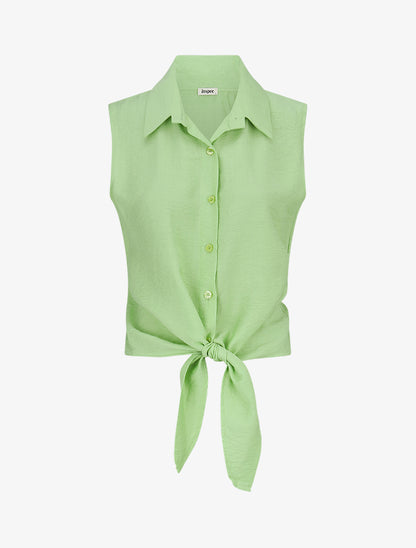 Chemise sans manches à nouer - Vert pomme - 1