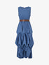 Robe longue sans manches effet bouffant - Bleu - 1