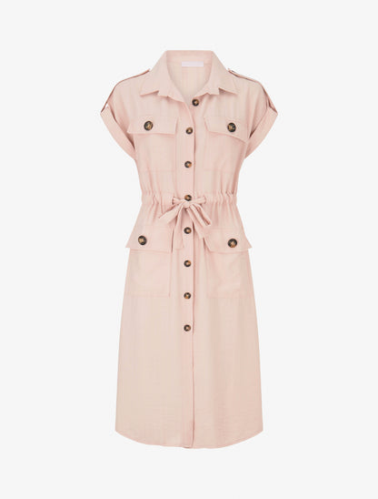 Robe droite à fines rayures - Rose - 1