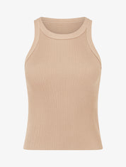 Crop top uni côtelé - Camel - 1