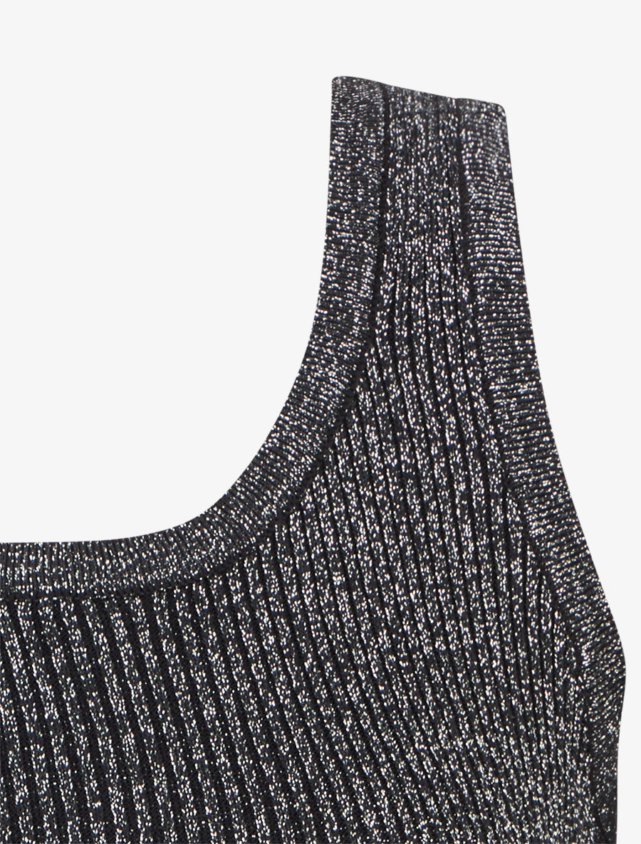 Crop top uni en maille irisé - Noir - 3