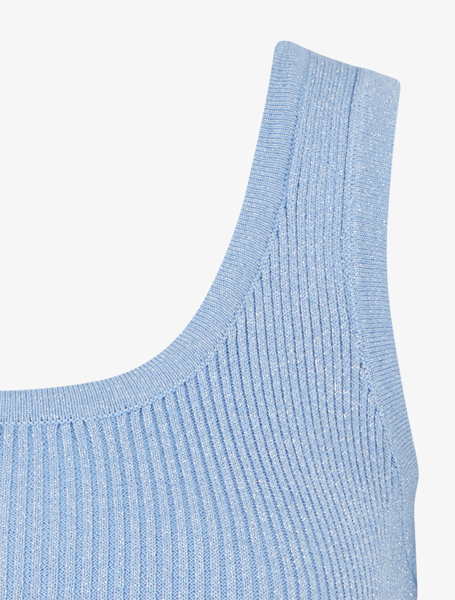 Crop top uni en maille irisé - Bleu ciel - 3