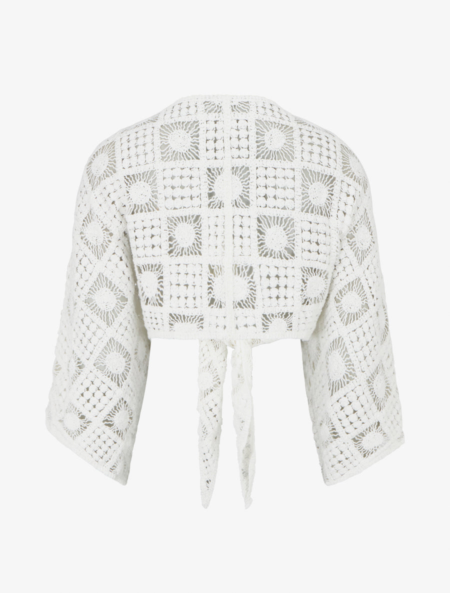 Boléro à manches kimono en crochet - Blanc - 2