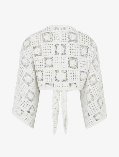 Boléro à manches kimono en crochet - Blanc - 2