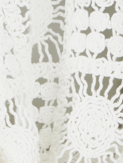 Boléro à manches kimono en crochet - Blanc - 3