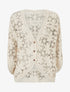 Gilet mi-long en crochet fleuri - Beige - 1