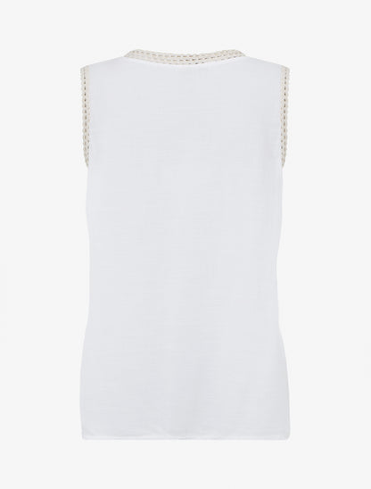Top uni à poche brodée - Blanc - 2