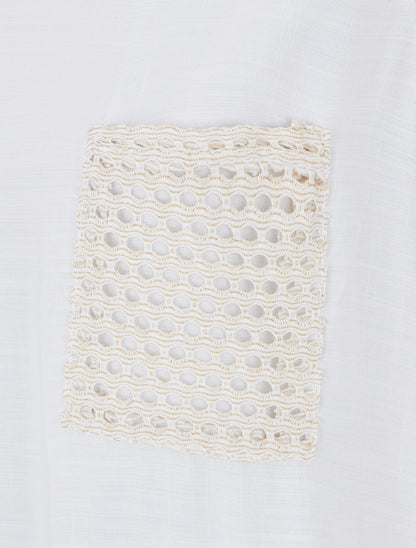 Top uni à poche brodée - Blanc - 3