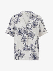 Blouse imprimé hawaïen effet lin - Beige - 1