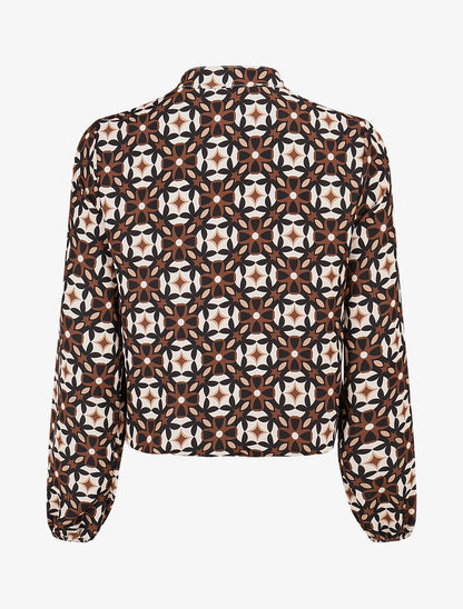 Blouse imprimé fleurs graphiques - Noir - 2
