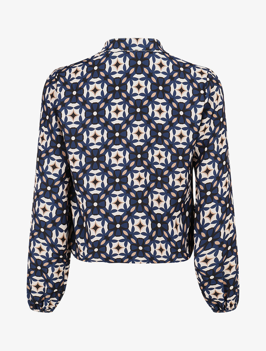 Blouse imprimé fleurs graphiques - Marine - 2