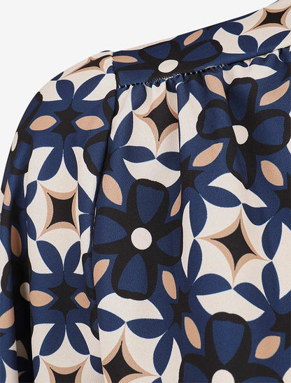 Blouse imprimé fleurs graphiques - Marine - 3