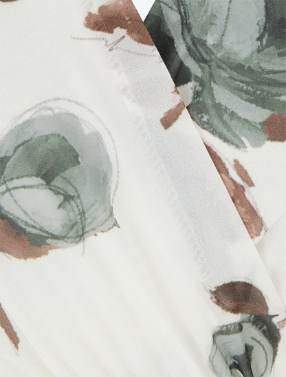 Robe patineuse sans manches imprimé roses - Kaki - 3