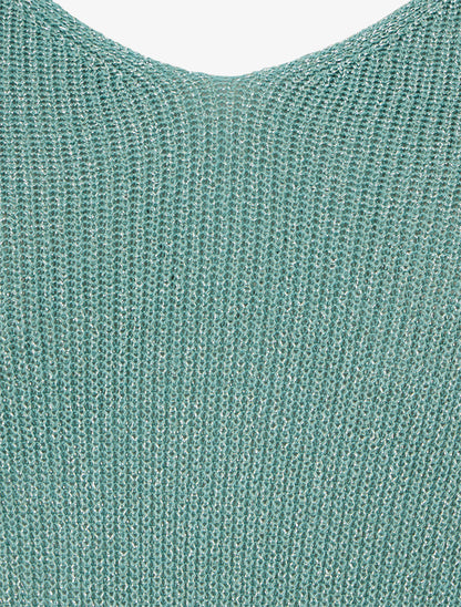 Top manches courtes en maille irisée - Vert d&
