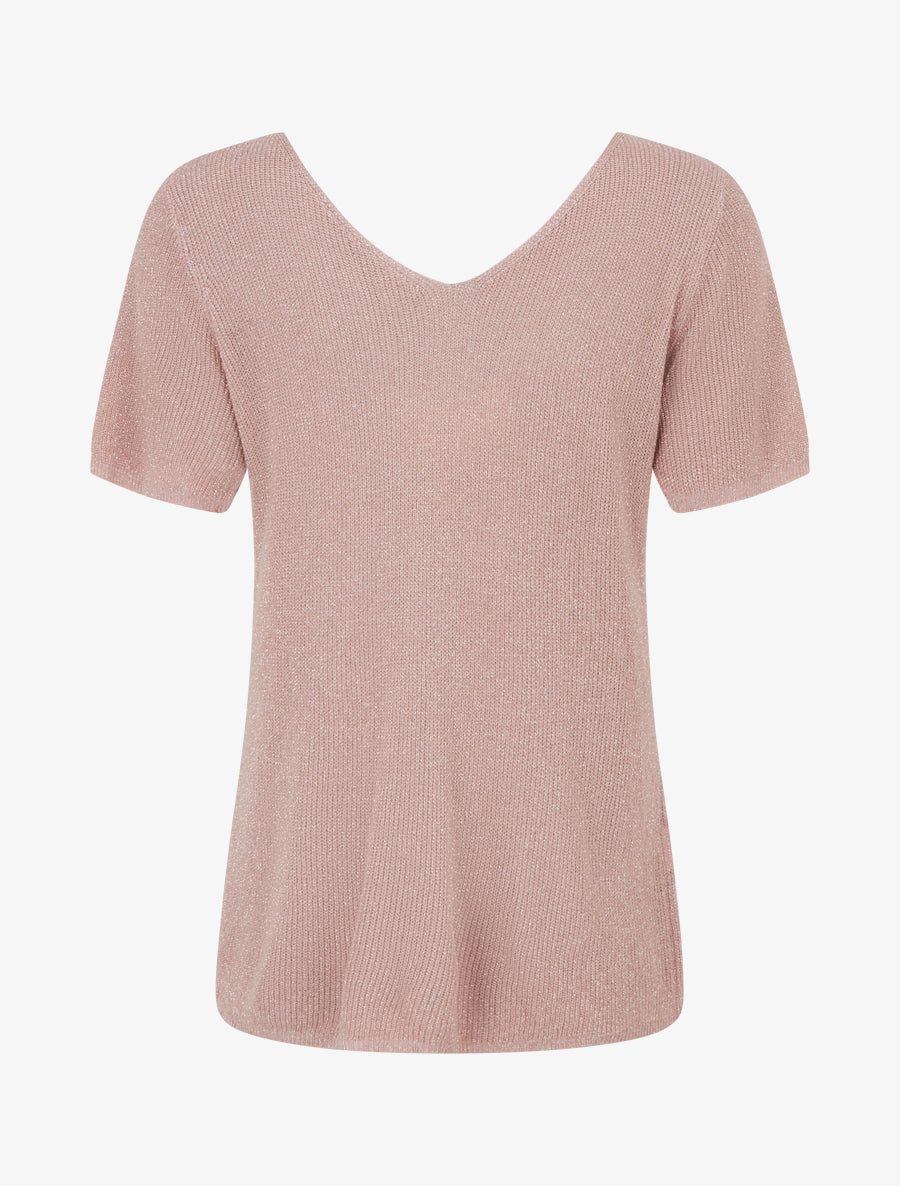 Top manches courtes en maille irisée - Rose - 2