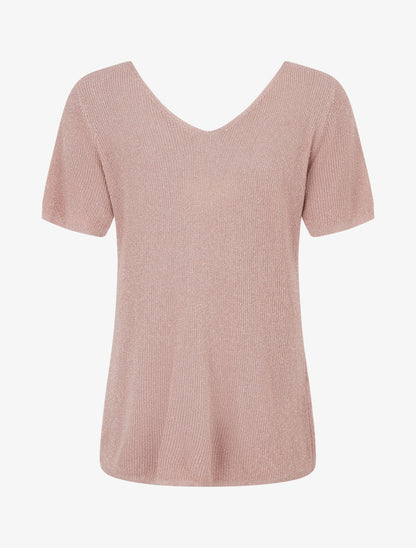 Top manches courtes en maille irisée - Rose - 2