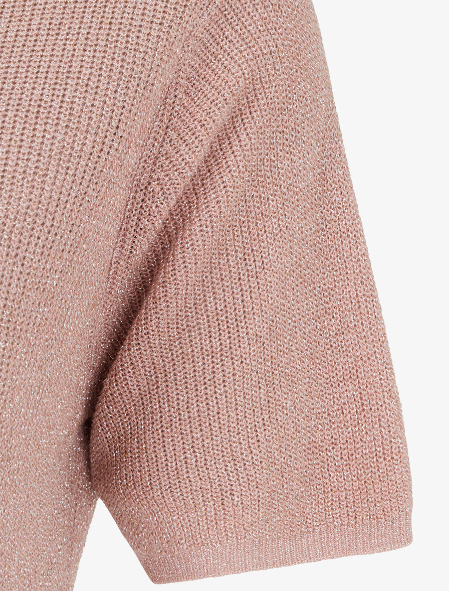 Top manches courtes en maille irisée - Rose - 3