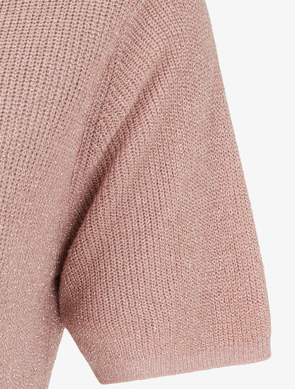 Top manches courtes en maille irisée - Rose - 3
