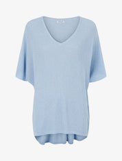 Top oversize en maille fine irisée - Bleu ciel - 1