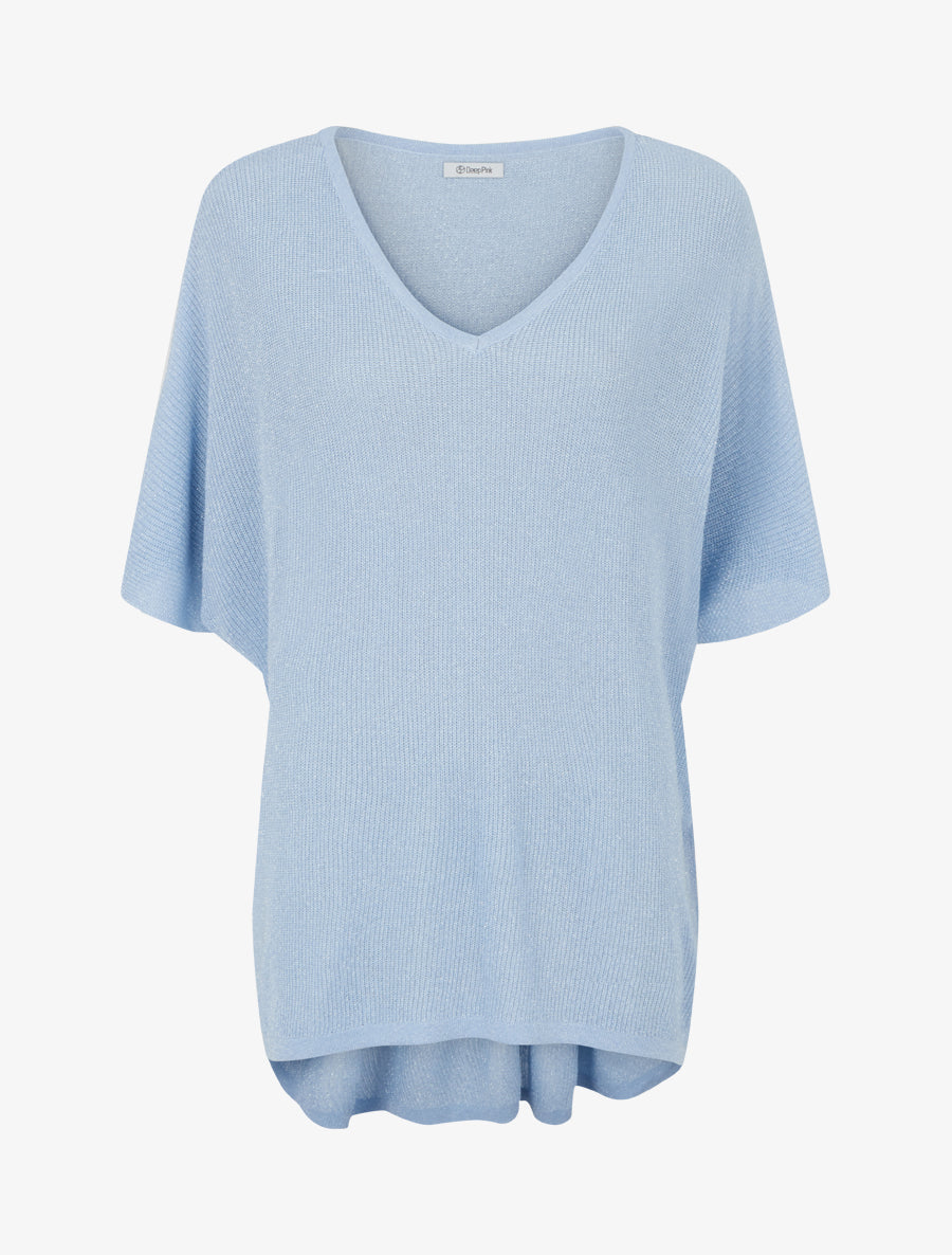 Top oversize en maille fine irisée - Bleu ciel - 1