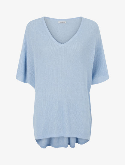 Top oversize en maille fine irisée - Bleu ciel - 1