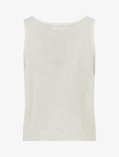 Top boutonné en maille ajourée - Beige - 2