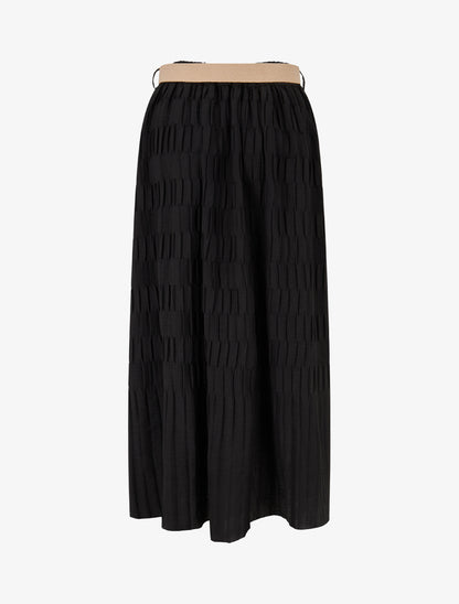Jupe longue plissée à taille élastiquée - Noir - 2