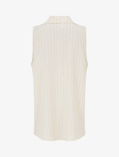 Top sans manches à rayures irisées - Beige - 2