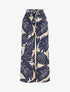 Pantalon imprimé feuillage à taille haute élastiquée - Marine - 1
