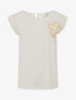 Top uni à fleur brodée - Beige - 1