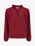 Blouse fluide à col V brodé - Bordeaux - 1