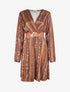 Robe évasée satinée imprimé fantaisie - Marron - 1