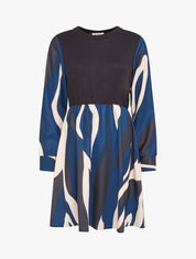 Vestido midi evasé con estampado gráfico - Marine