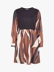 Robe mi-longue patineuse imprimé graphique - Camel - 1