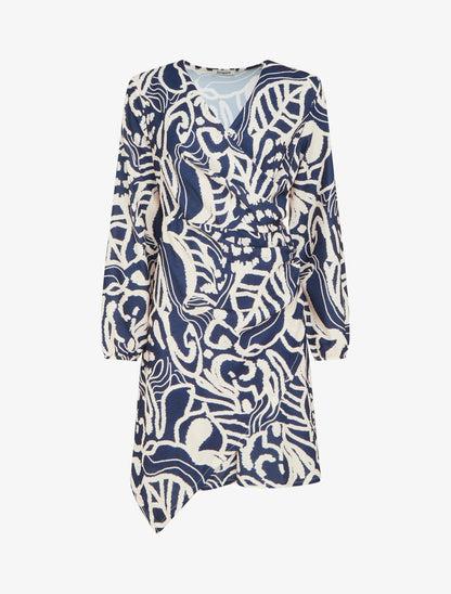 Robe portefeuille imprimé fantaisie - Marine - 1
