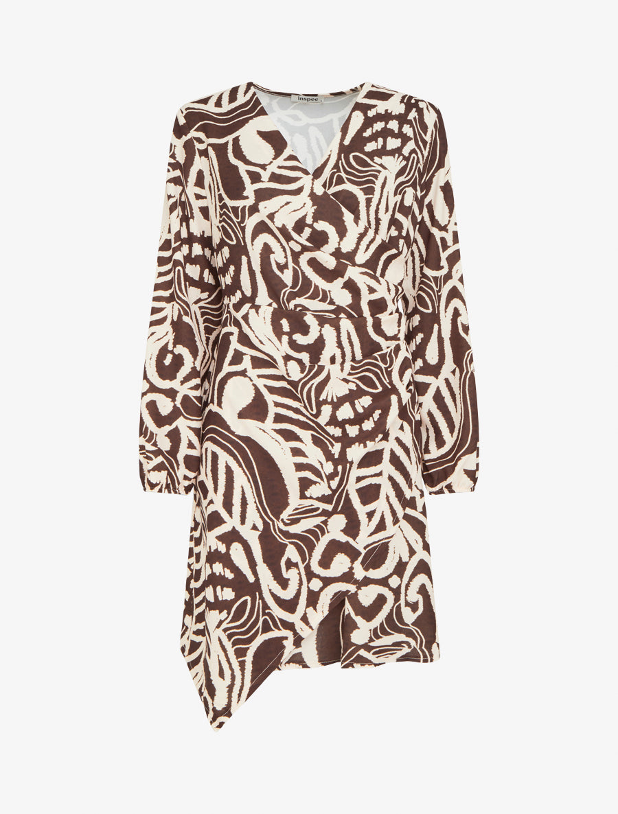 Robe portefeuille imprimé fantaisie - Chocolat - 1