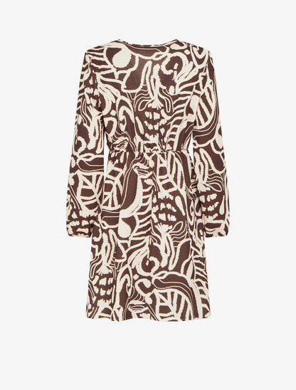 Robe portefeuille imprimé fantaisie - Chocolat - 2