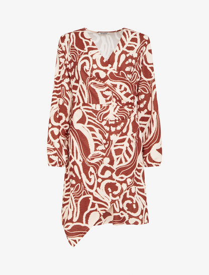 Robe portefeuille imprimé fantaisie - Rouille - 1