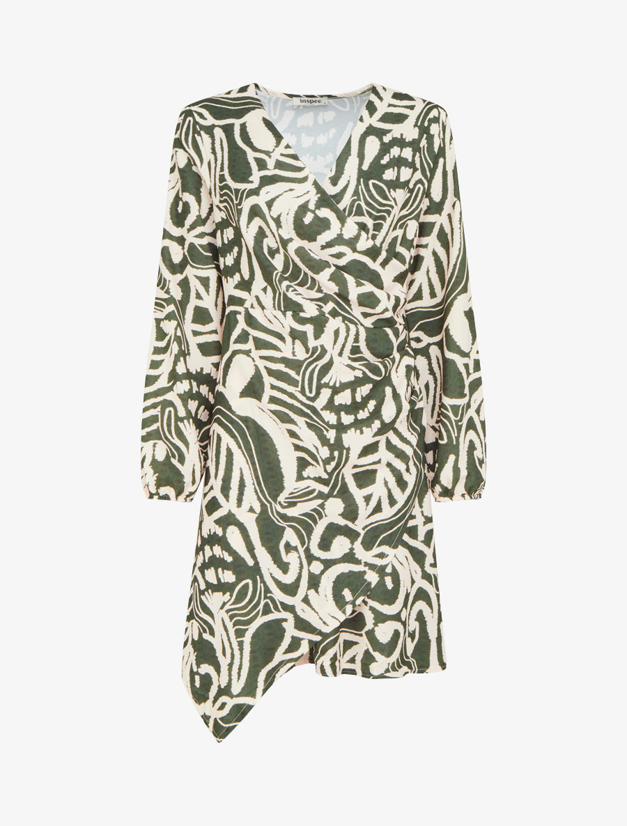 Robe portefeuille imprimé fantaisie - Kaki - 1