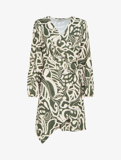 Robe portefeuille imprimé fantaisie - Kaki - 1